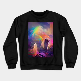 ETHEREAL RAINBOW GHOSTS ON HALLOWEEN Crewneck Sweatshirt